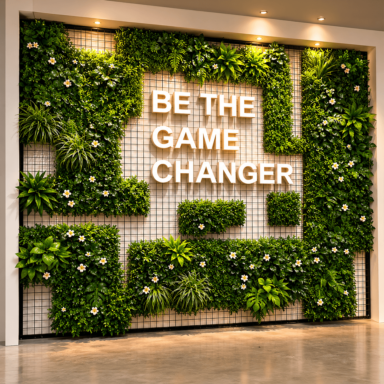 Backdrop with Custom Text & Artificial Grass