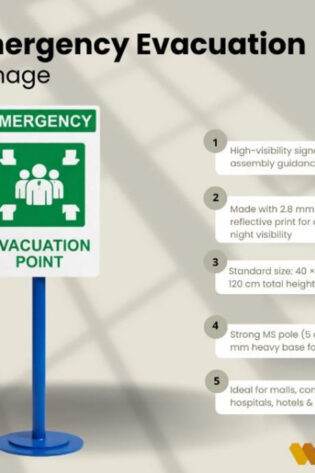 Emergency Evacuation Point Sign Stand – Safety Assembly Signage