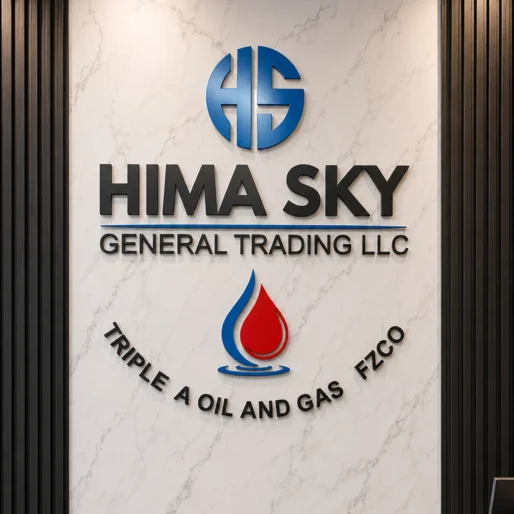 10mm acrylic 3D office reception signage in Dubai with painted logo and letters on marble wall