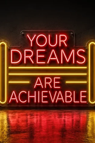 LED neon sign in Dubai with 10mm clear acrylic backing and red yellow neon light on black wall