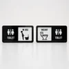 Acrylic bathroom occupancy sign displaying In Use and Vacant sliding indicator options