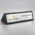 Black wooden finish acrylic desk name plate with a silver plate featuring a UV-printed name, designation and company logo