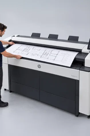 Large format A0 drawing being scanned at WeCare Dubai