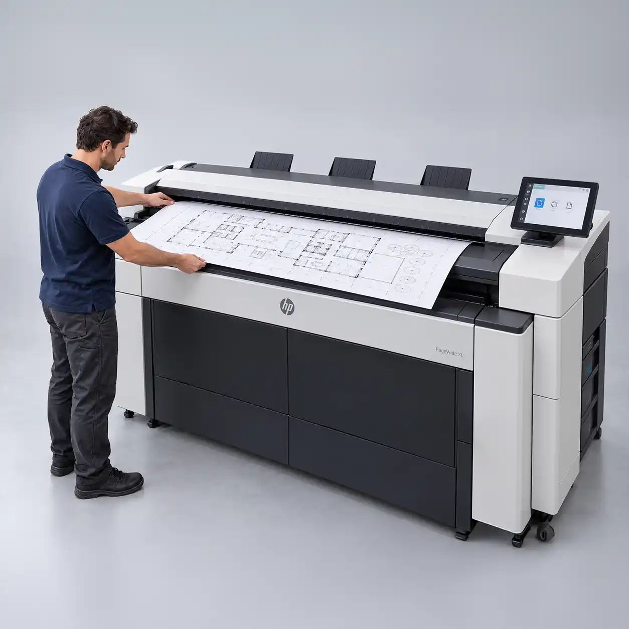 hp-pagewide-scanning Large format A0 drawing being scanned at WeCare Dubai